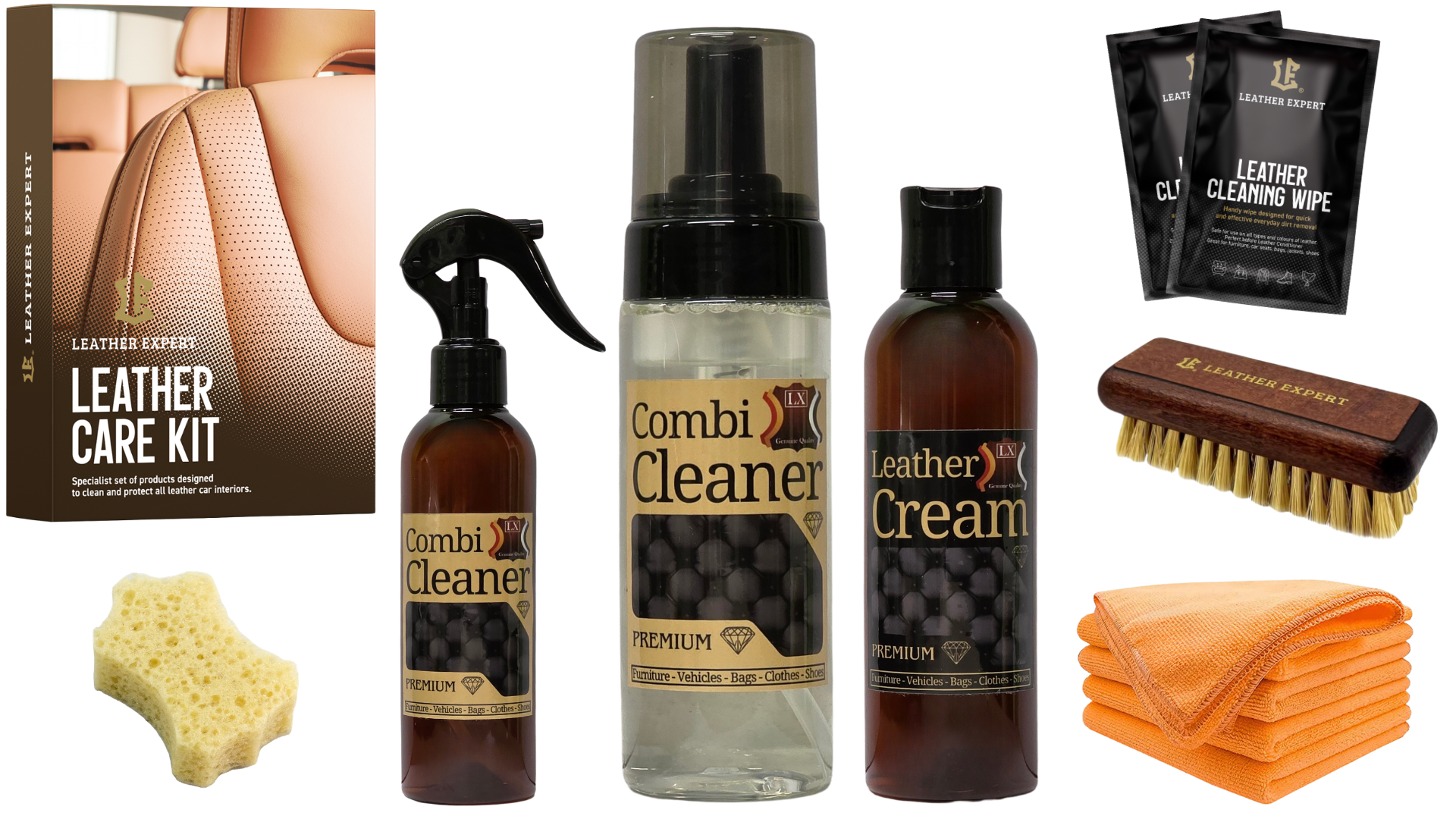 Læder- og vinylplejesæt - Skumrensning