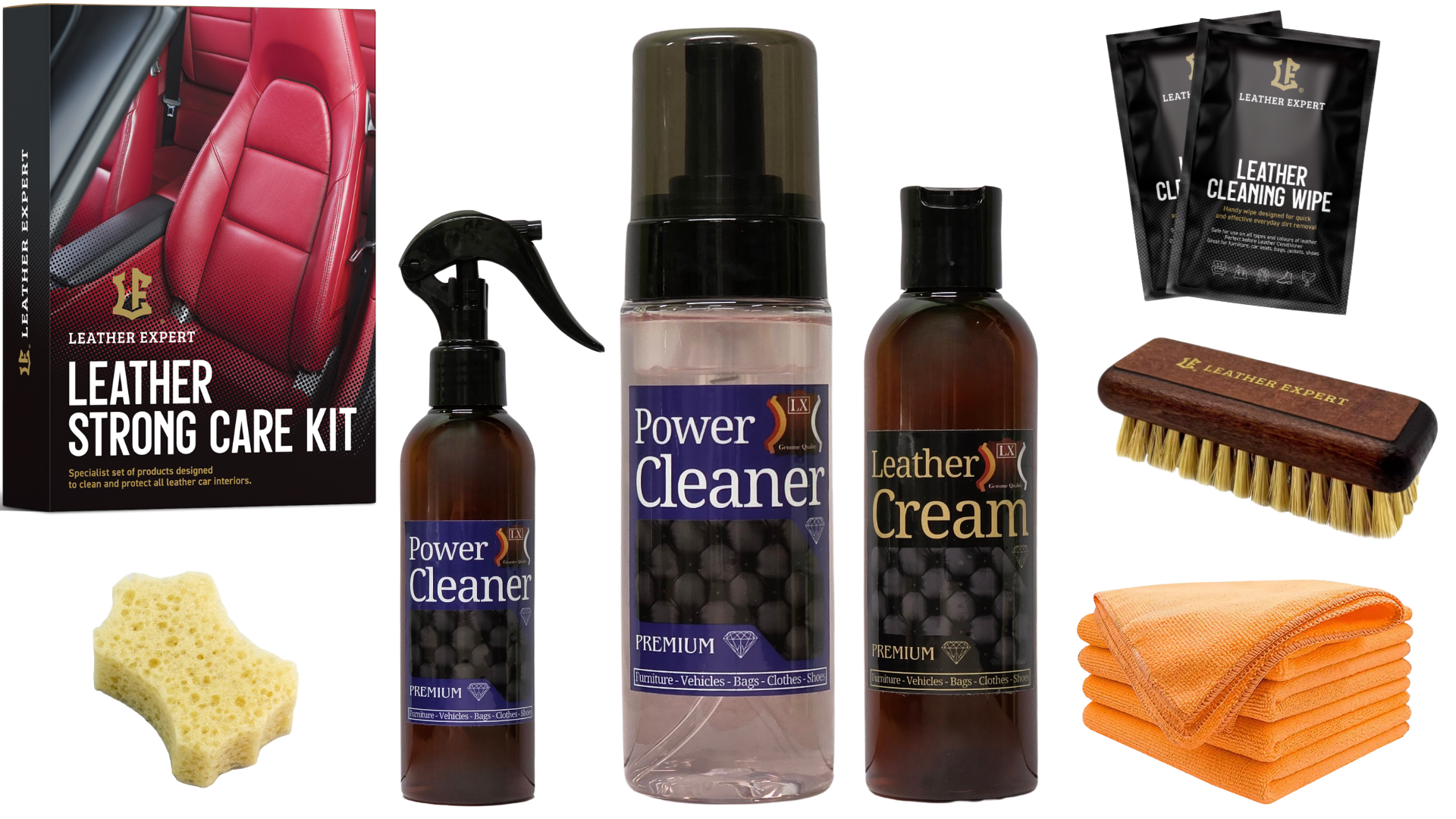 Læder- og vinylplejesæt - Skumrensning