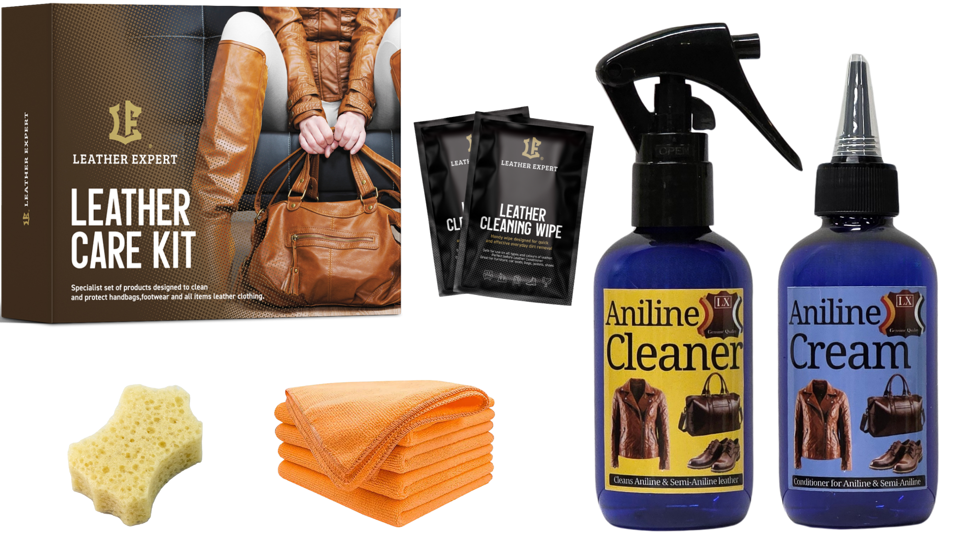 Læderplejesæt til anilin - lille sæt